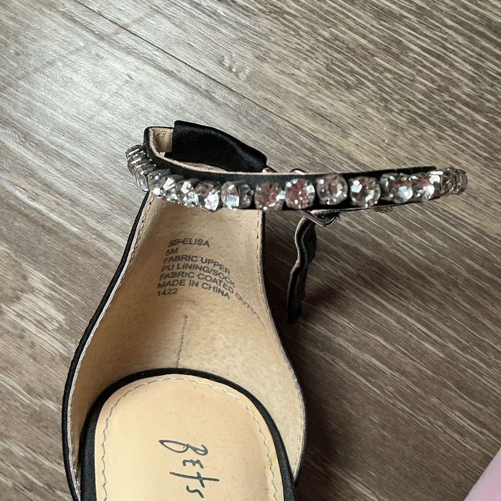 Betsey Johnson Black Rhinestone Strap Sandals - Picture 6 of 6
